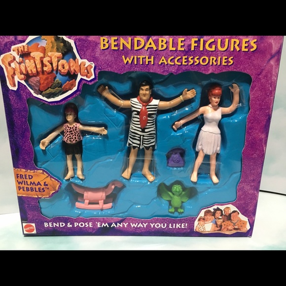 THE FLINTSTONES 1993 Bendable Figure 6 Pc Set - Picture 2 of 12